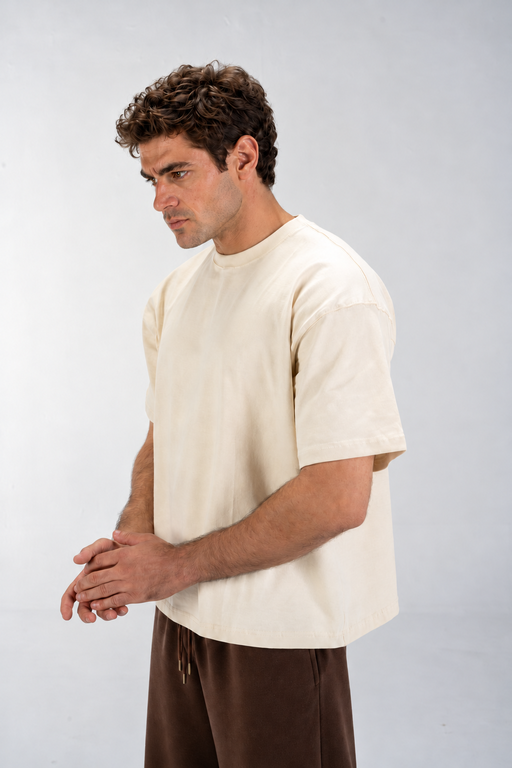 Men's Boxy T-Shirt (Beige)