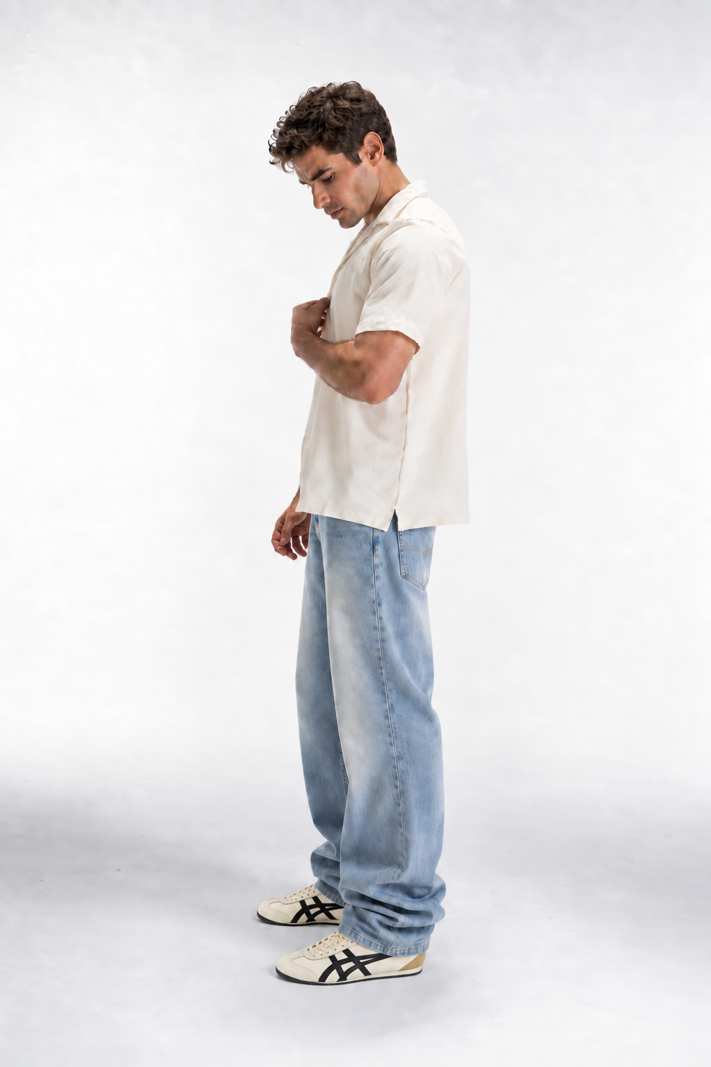 Casual Button-Up Shirt (Off-White)
