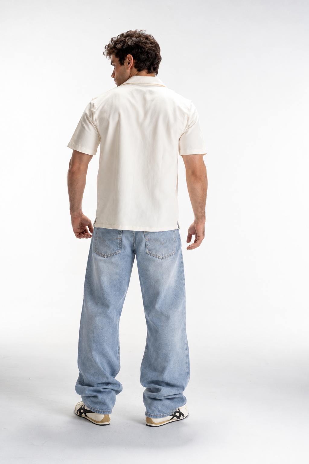 Casual Button-Up Shirt (Off-White)