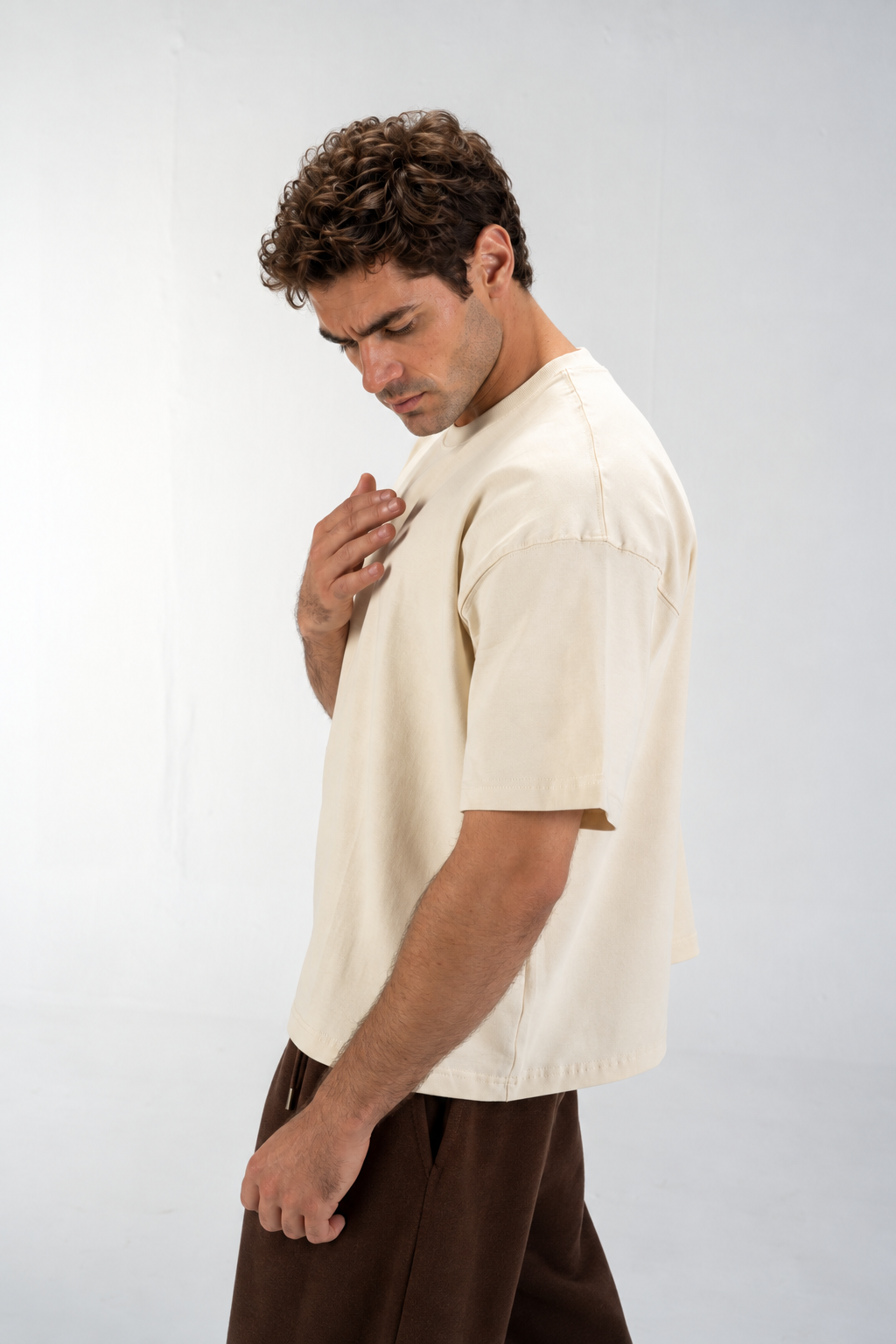 Men's Boxy T-Shirt (Beige)