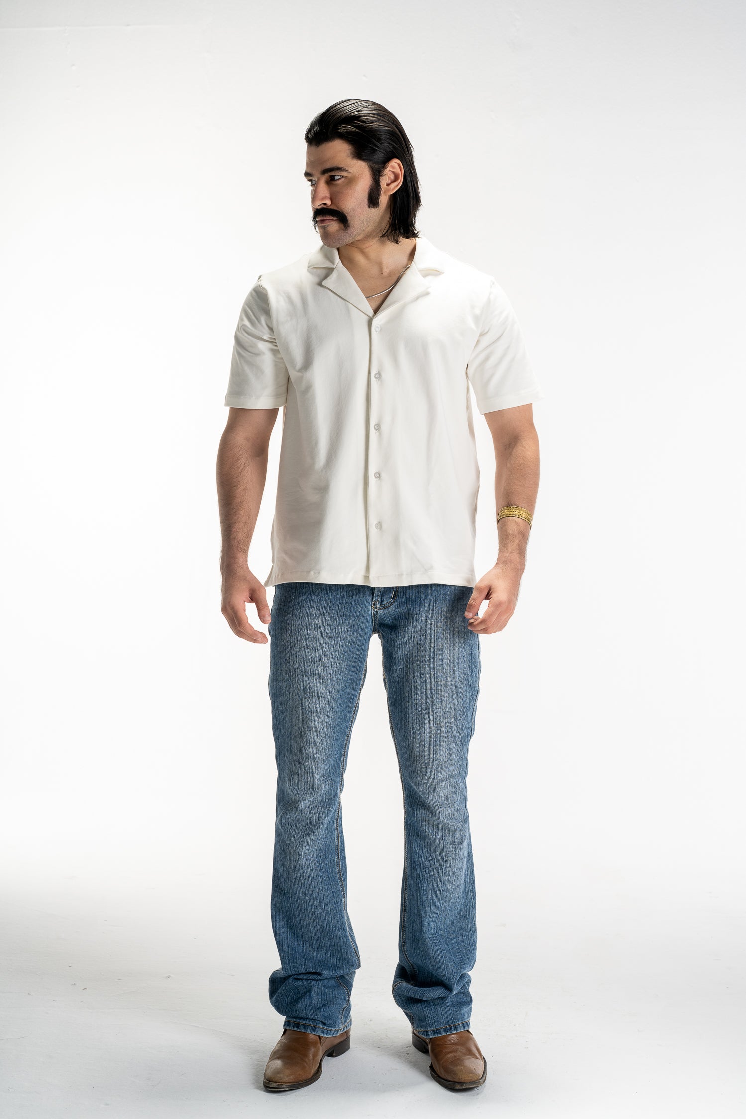 Casual Button-Up Shirt (Off-White)