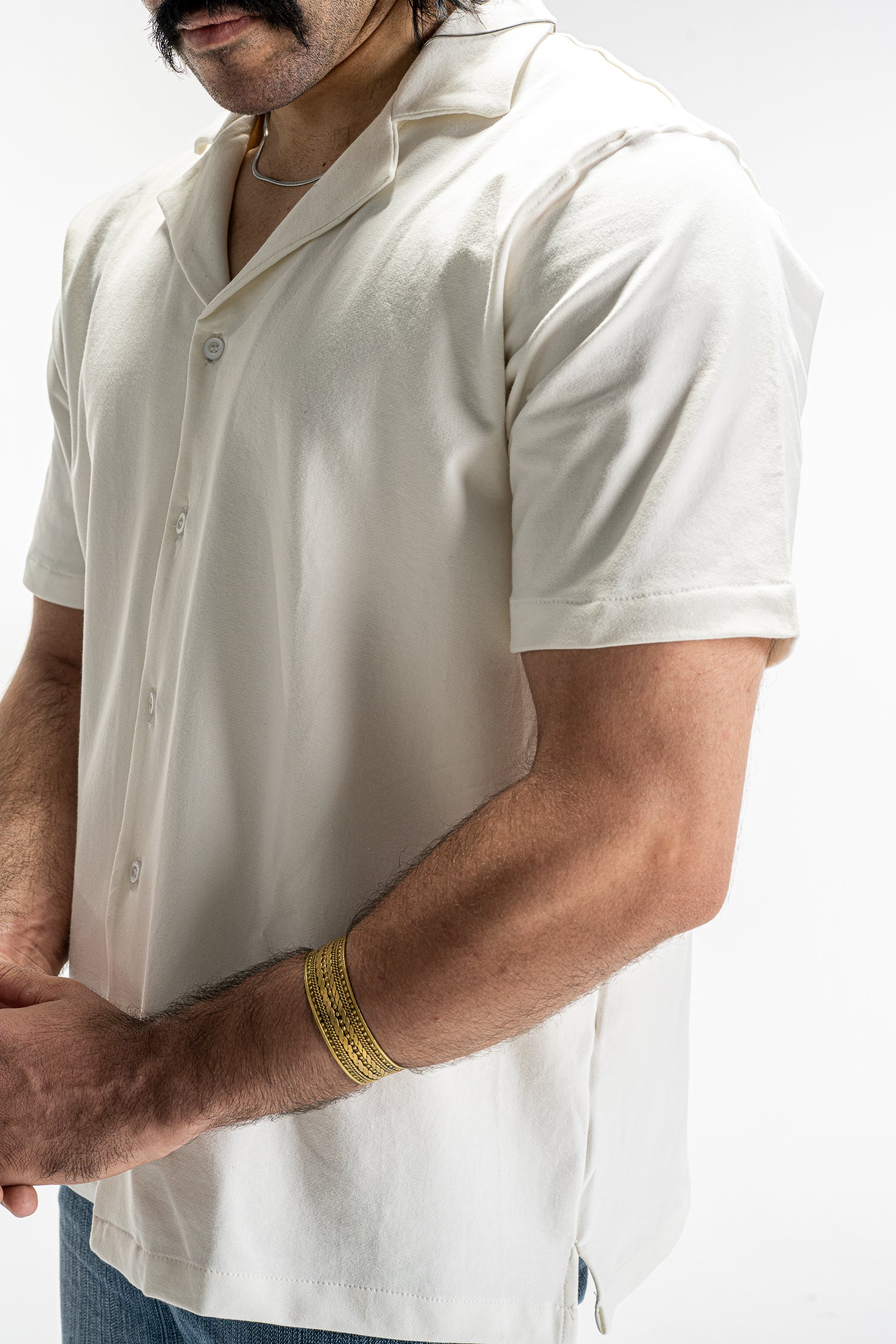 Casual Button-Up Shirt (Off-White)